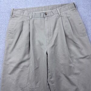VTG Duck Head Chino Pants Mens 36x32 (Fits 34x30) Khaki Wide Leg Pleated *FLAW